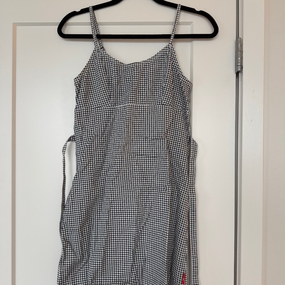 Denimist Navy Gingham-check Minidress with tie -  Sixe XS 100% Cotton